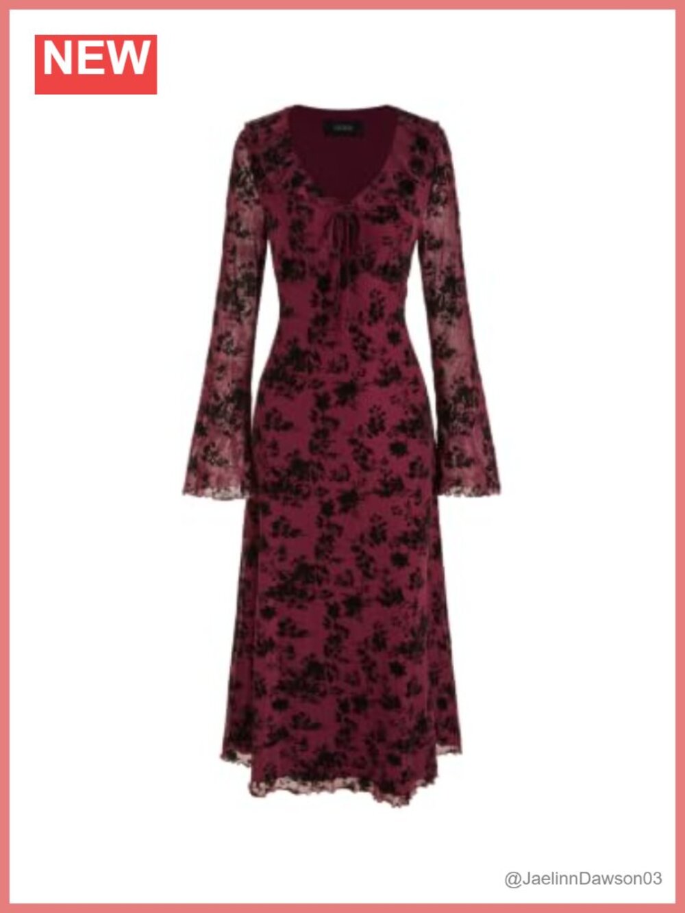 Floral Velvet Mesh Long Sleeve Maxi Dress V-Neck Ruffle Formal Wedding